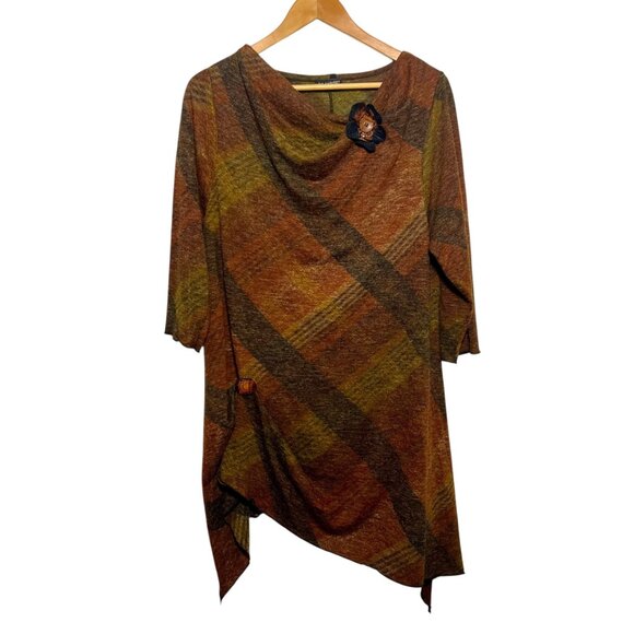 Vintage Nature Forest Artsy Asymmetric Autumn Fairy Goblincore Lagenlook Dress L - Picture 1 of 10